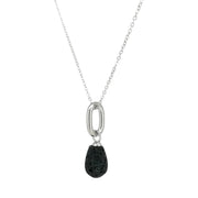 Colgante de plata en forma de gota con lava volcánica